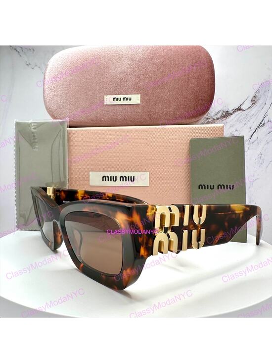 New MIU MIU Sunglasses Runway Glimpse Authentic Brown Tortoise Square Cat Eye main image 4